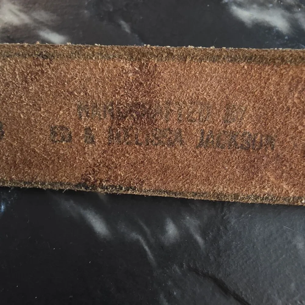Vintage Masonic Freemason Handcrafted Leather Belt Square Compass Buckle 42in
